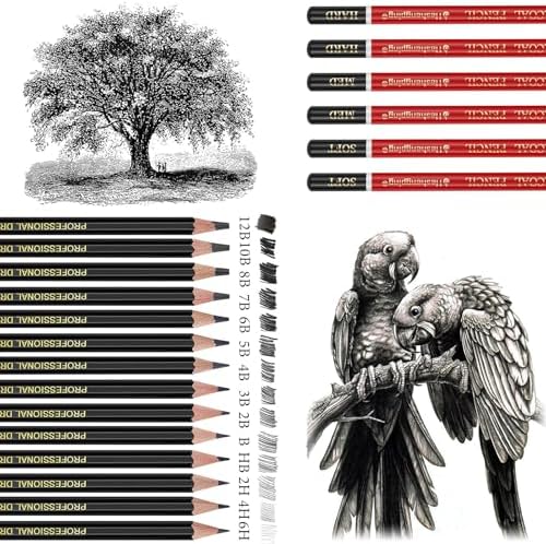 Drawing Pencils Sketch Pencil Art Supplies Set for Adults Beginners Professional Sketching Art Graphite Charcoal Blending Stump Pencils kit - Image 5