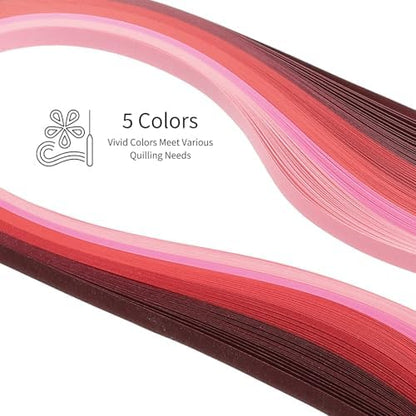 MECCANIXITY Paper Quilling Kit, 21.3 Inch 5mm Paper Quilling Strips with Blue Pen for Beginners DIY Hand Crafts Teaching Tools Flower Decoration(Red, Pack of 120) - Image 3