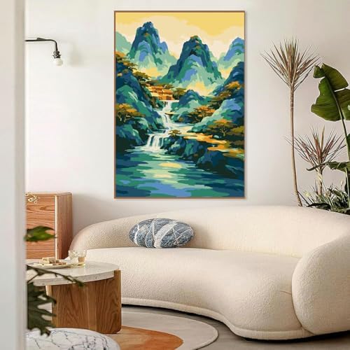 Mowana Landscape Paint by Numbers Kit for Adults Beginners, Mountains Adult Paint by Number Kits on Canvas with Frame and Easel for Gift and Home Wall Decor (8 * 12 Inch) - Image 6