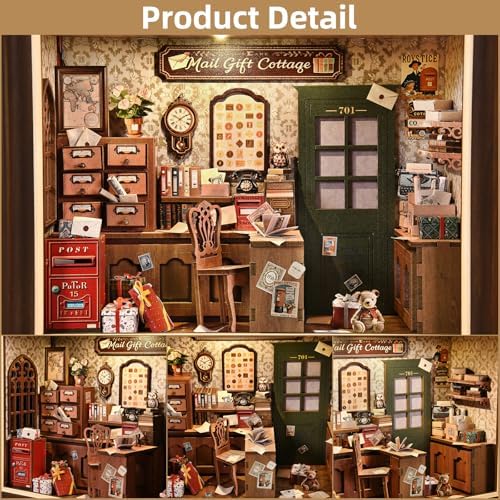 Book Nook Kit-3D Wooden Puzzle with LED Touch Control & Wall-Mountable Frame,DIY Miniature House for Beginners,Bookshelf/Tabletop/Wall Decor for Craft Lovers,Dollhouse Gift,Mail Gift Cottage - Image 4