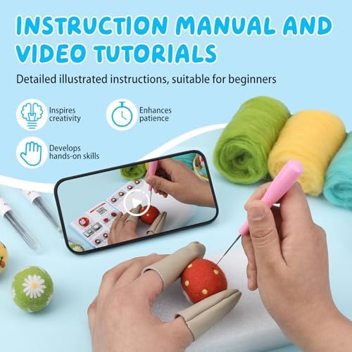6 Pcs Easter Eggs Needle Felting Kit for Beginner, Needle Felting Start Kit - Image 4