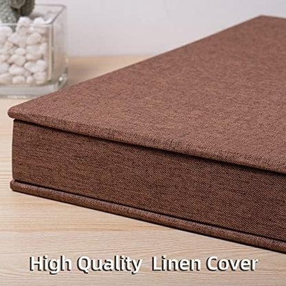 Large Photo Album Self Adhesive 4x6 5x7 3x5 8.5x11 Scrapbook Magnetic Album DIY Scrap Book Length 13 x Width 12.8 (Inches) 120 Sticky Pages Linen Cover DIY Photo Album (Brown) - Image 5