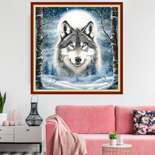 Redxing Stamped Cross Stitch Kits Embroidery kit for Beginners Adults Full Range of Embroidery Patterns Starter Kits DIY Printed Cross Stitch Kits Needlepoint Kits 11CT-Snow Wolf King 18x18 inchs - Image 2