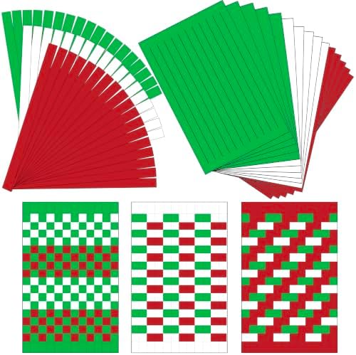 15 Christmas Paper Weaving Project • Anxiety Relief PaperCraft • DIY Placemats with ¾-inch Paper Strips and 9x14-inch Mats • Beginner Learn to Weave • Home and Classroom Decor (Red White Green) by OrigamiJoy