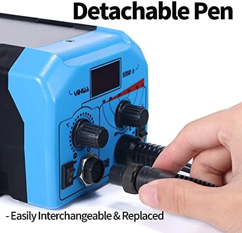 YIHUA 939D-II Pyrography Pen Wood Burning Kit Station (Blue) 2-in-1 Solid-Point 200~480°C (with Temp Display)/Wire-Nib 250~750°C Bundle with YIHUA Solid-Point Pen Tip Converter Set 5PCS - Image 7