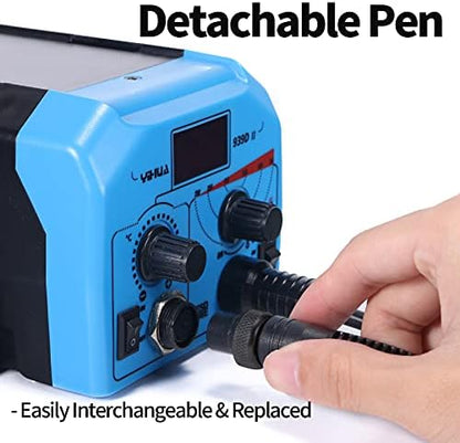 YIHUA 939D-II Pyrography Pen Wood Burning Kit Station (Blue) 2-in-1 Solid-Point 200~480°C (with Temp Display)/Wire-Nib 250~750°C Bundle with YIHUA Solid-Point Pen Tip Converter Set 5PCS - Image 7