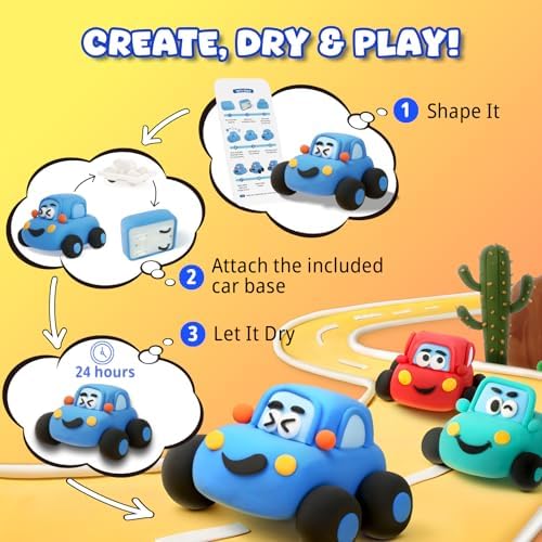 Air Dry Clay Kit for Kids - 3 Boxes Pull Back Car Making - Image 2