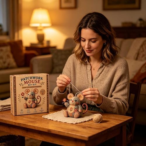 DIY Patchwork Animal Kit, Complete Handmade Sewing Set for Beginners, Create Cute Mice, Sheep, Koala, Patchwork Stitching Project for Craft Lovers (Style 3) - Image 4