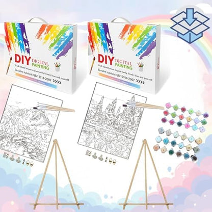 BAISITE Paint by Numbers Kit for Adults,12" Wx16 L 2 Pack Canvas for Painting Kits for Adults in Colorful Box 219220 Already Framed - Image 3