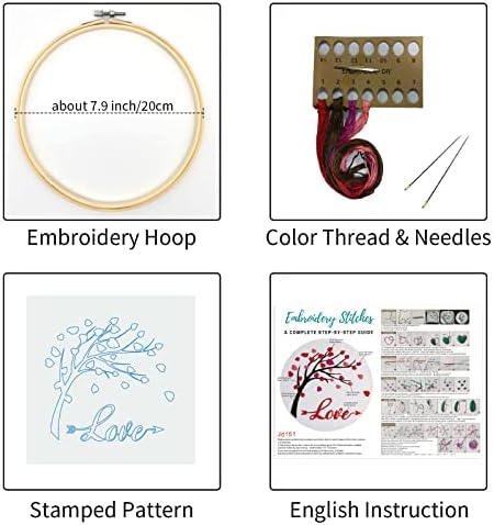 Louise Maelys Love Heart Tree Embroidery Kit for Adults, Romantic DIY Craft - Image 2