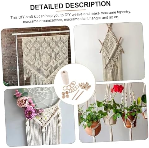 CORHAD DIY Macrame Kit for Adults Full Set Cotton Ropes Beads Rings Wall Art Woven Tapestry Kit - Image 5