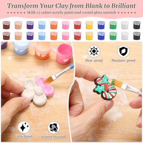 Natural Air-Dry Clay, 8 LBs Pottery Clay with 100ML Glaze Gloss Clay Varnish Protects and 27 PCS Pottery Tools Sculpting Tool Set, Air-Dry Clay Kit for Adults Beginner DIY Craft Gift - Image 5
