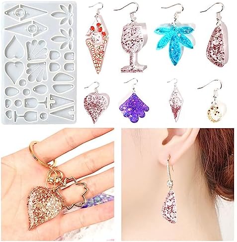 Attuslla Earring Silicone Resin Molds Earring Epoxy Resin Molds DIY Craft with Ear Hooks, Jump Rings for DIY Women Earrings, Pendants, Rings, Jewelry Craft Supplies - Image 6