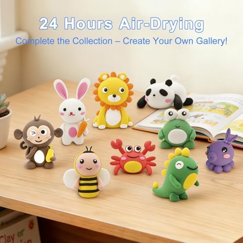 Air Dry Clay Kit for Kids: 12 Animals Clay with Sculpting Tools & Tutorials - Image 2