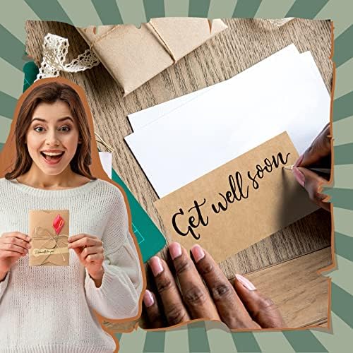 100 Set Artificial Wedding Flowers Mother's Day Thank You Greeting Card Kit DIY Blank Vintage Kraft Floral Holiday Cards Assorted Handmade Invitation Cards with Envelopes for Women Gifts Birthday - Image 6