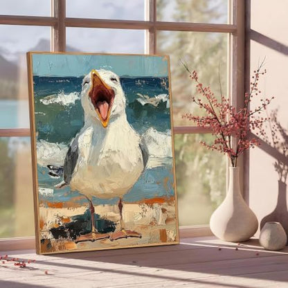 Fun Seagull Paint by Numbers Kit for Adults Framed Canvas, Frameworkless - Image 2