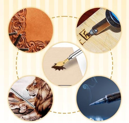 23PCS Wood Pyrography Burning Tips, Brass Stippling Tool Tip Set - Image 3