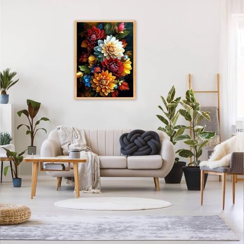 MAXBYE Flower Paint by Numbers Kit for Adults, Beautiful Dahlia Paint by Numbers Kits for Beginner, DIY Acrylic Color by Number on Canvas for Home Wall Decor Gift 12X16 Inch - Image 4