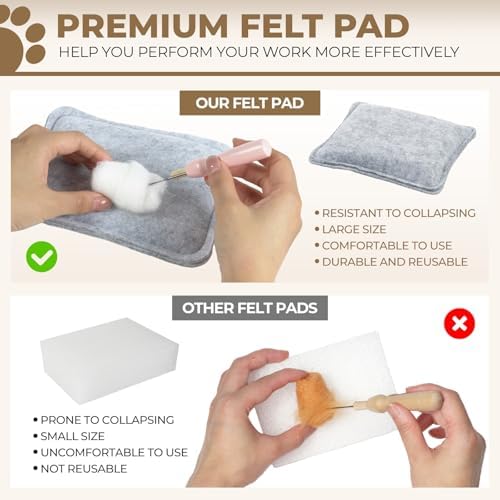 MOREJMTT Needle Felting Kit, 6 PCS Animal Needle Felting Beginner Kits, Wool Felt Needle Felting Tools Foam Pad, Craft Party Supplies for Beginners Adult(Cat Family) - Image 6