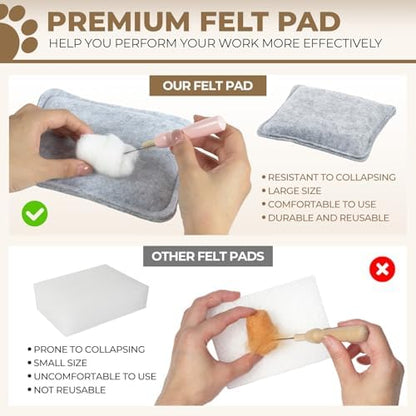 MOREJMTT Needle Felting Kit, 6 PCS Animal Needle Felting Beginner Kits, Wool Felt Needle Felting Tools Foam Pad, Craft Party Supplies for Beginners Adult(Cat Family) - Image 6