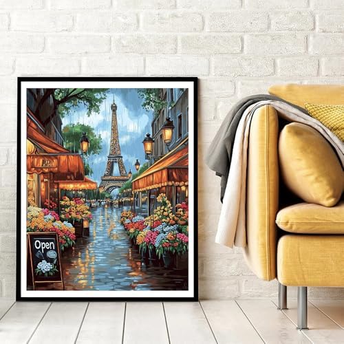 Natuyalo Paint by Numbers for Adults Beginner, Eiffel Tower Acrylic Painting by Number Kits Paris Cityscape DIY Art Craft Kits Suitable for Home Wall Decoration Frameless (16x20 Inch) - Image 3