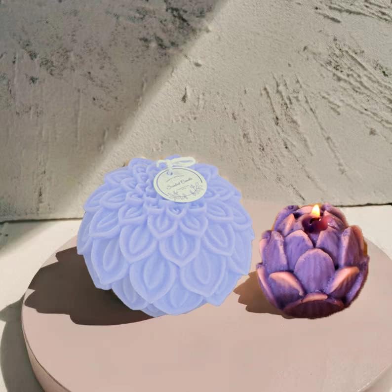 2PCS Lotus Sphere Candle Molds with Mold Punch Needle Large-Eye Wicking Needle for Candle Making Lotus Flower Ball Mold for Decoration Scented Candle DIY Clay Craft Soap Flower Specimen - Image 7