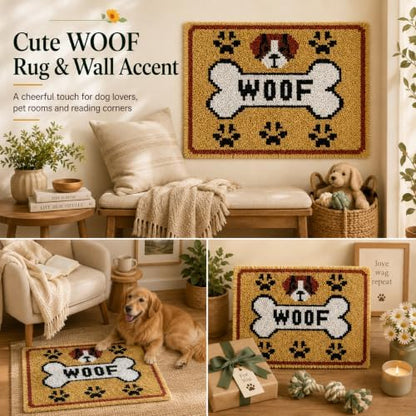 Dog Bone Latch Hook Rug Kits for Adults Beginners, Pre-Printed 20" x 15" - Image 2