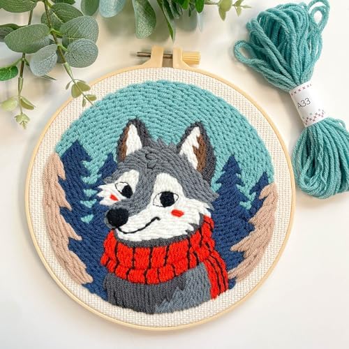Myfelicity Punch Needle kit, a Beginner Set with Wolf Pattern Design, Suitable for Beginners and Adults with 7.9-inch Hoop - Image 5