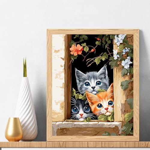 Natuyalo Painting by Numbers for Adults - Three Little Kittens Adult Paint by Number Kits for Beginners, Animals Cats DIY Art Craft Kits for Ideal Gift No Frame (16x20 Inch) - Image 2