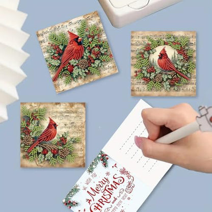 Christmas DIY Diamond Greeting Cards Set, 5D DIY Diamond Art Painting Christmas Style Greeting Card, DIY Christmas Card Making Kits for Family Friends Handmade Gift-#18-Cardinal - Image 4
