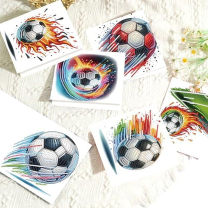 Tontut 6pcs Diamond Art Painting Kit Greeting Card, Football 5D DIY Diamond Handmade Holiday Sparkling Greeting Card with Envelope, Holiday Gift Congratulation - Image 5