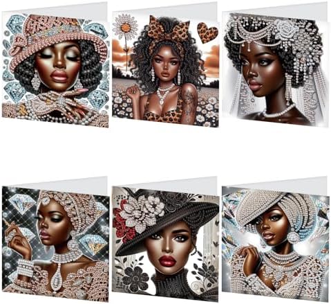 TDFERAN 6 Pack Diamond Painting All Occasion Handmade Greeting Cards Birthday Baby Wedding Birthday Cards Sympathy Card Thinking Of You Card Encouragement invitation letter Blank Fairy Angel Elf Bride by TDFERAN