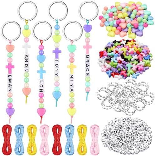 Landical 564 Pcs Cross Keychain Making Kit DIY Name Bead Christian Craft by Landical