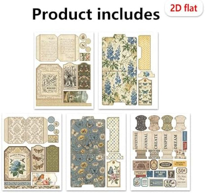XINPOCUT Birthday Card/Gift Card Holder Mini Project,Folio Booklet Craft Kit, Junk Journal Kit, Scrapbooking Supplies, Journaling Decor, Mini Folio Writer Folder Project, Arts & Crafts Gifts - Image 4