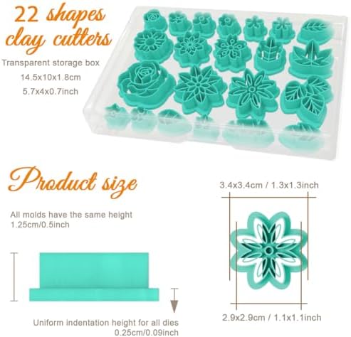 ORIGACH 22 Pcs Flower & Plant Polymer Clay Cutters Set - Image 2
