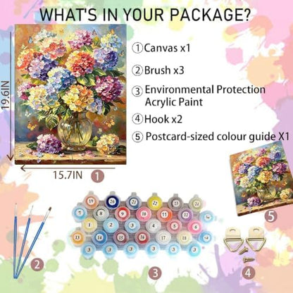 Arttoplus Flowers Paint by Numbers Kit for Adults Beginner 16x20inch - Image 2