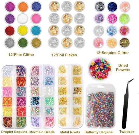 UV Resin Inclusions Kit for Beginners, Jewelry Making Supplies with Glitter, Foil Flakes, Dried Flowers, Sequins for Epoxy Resin, Tumbler Crafts, DIY Art Crafts - Image 2