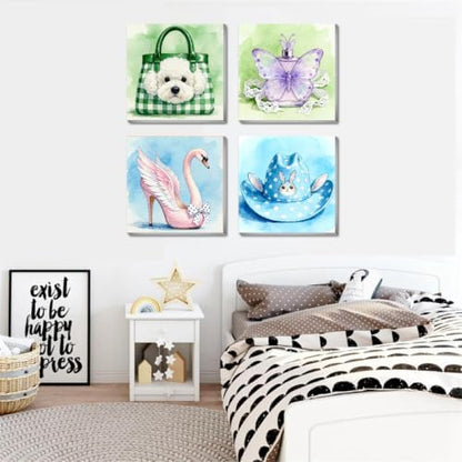 Canrichshop 4 Pack Paint by Number Beginner with Frame,Cute Adult Paint by Number Kits on Canvas, DIY Number Painting for Adults for Decor 8X 8 inch - Image 4