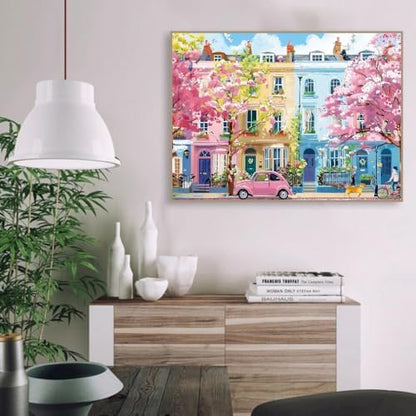 Clendo Paint by Numbers Kit for Adults Beginners, Spring Street Adult Paint by Numbers on Canvas, Acrylic Painting Crafts for Home Decor (16x20inch) - Image 3