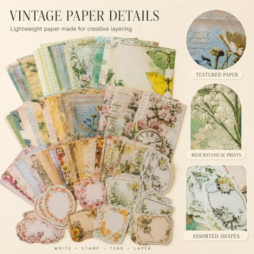 400Pcs Vintage Scrapbook Paper, 4-Theme Journaling Set - Image 6