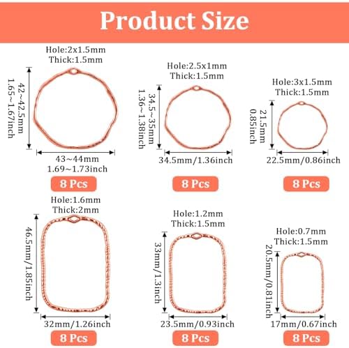 48 Pcs Alloy Open Back Bezel Pendants, 6 Styles Hollow Frame Pendants Ring for Resin Jewelry Making - Image 3