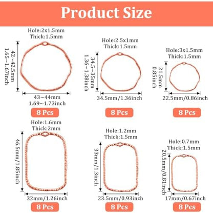 48 Pcs Alloy Open Back Bezel Pendants, 6 Styles Hollow Frame Pendants Ring for Resin Jewelry Making - Image 3