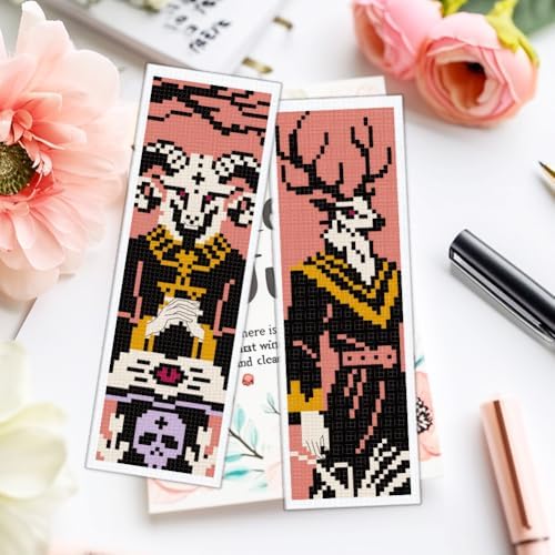 ACRNIGHEET 6PCS Cross Stitch Bookmark Kit for Beginner Stamped Cross Stitch Kits for Adults Gothic Animals DIY Embroidery Bookmark Kits Needlepoint Kit with Instructions Hand Craft Gift 8.5''x3'' 11CT - Image 6