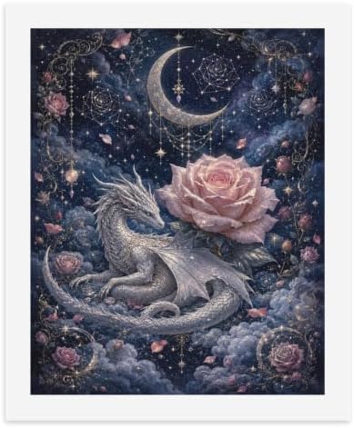 Bozfoxa Paint by Numbers Kit for Adults Beginner Silver Rose Dragon by Unknown