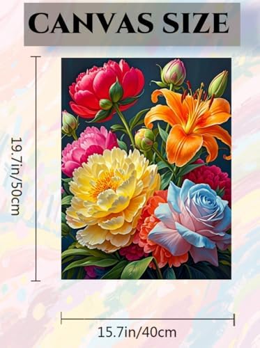 ACANDYL Flower Paint by Numbers Kit for Adults Beginner Paint by Number for Adults Canvas Painting by Number Rose Peony Lily Flower DIY Acrylic Oil Painting on Canvas Arts Craft Home Decor 16x20 Inch - Image 6