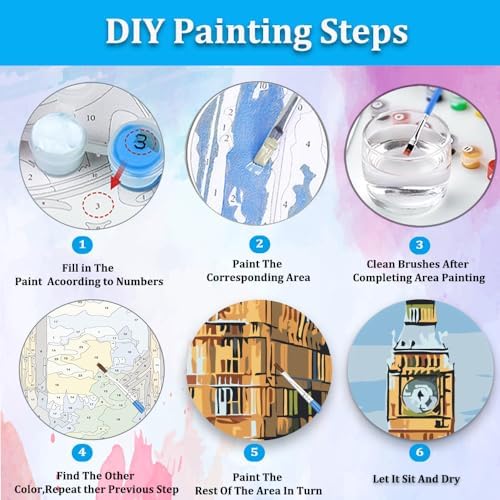 Artunion Framed Paint by Numbers Kit for Adults Beginners & Kids Ages 8-12,Big Ben Paint by Number with Frame,London City Paint by Numbers Kit on Canvas 10 * 10 Inch Without Easel - Image 6