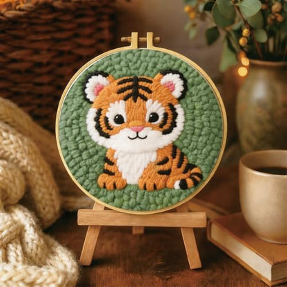BEUNITONE Cute Tiger Punch Needle Kit for Adults Beginners, Complete DIY Craft Needlepoint Kits with Hoop, Punch Needle Starter Craft Embroidery Set for Festival Gift and Cloth Home Decor 20x20cm - Image 6