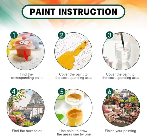 Possoco Paint by Numbers Kit for Adults Beginner, Eiffel Tower Landscape Adult Paint by Number Kits on Canvas, DIY Acrylic Watercolor Oil Paint by Number for Adults for Home Decor Gift 16x20 Inch - Image 4