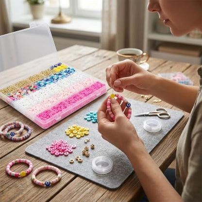 DIY Bead Bracelet Making Kit – Colorful Clay Beads Set with Gold Beads,Polymer Heishi Beads Charms – Jewelry Making Supplies for Crafting, Handmade Accessories & DIY Projects - Image 5