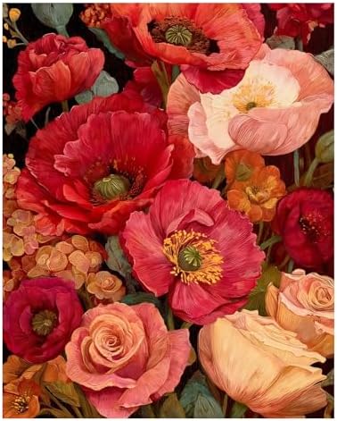 AUKELHJ Paint by Numbers Kit for Adults Beginner, Poppy, 16X20 Inch by Unknown